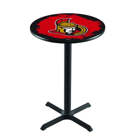 Holland Bar Stool Co 36" Blk Wrinkle Ottawa Senators Pub Table L211B3628OttSen
